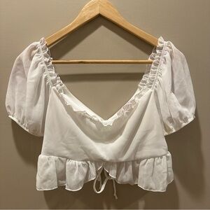 White Peplum Crop Top